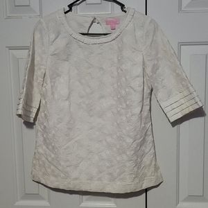 Lily pulitzer embroidered off white top